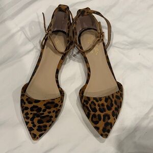 Seychelles Leopard-Print Pointed Toe Ankle-Strap Flats